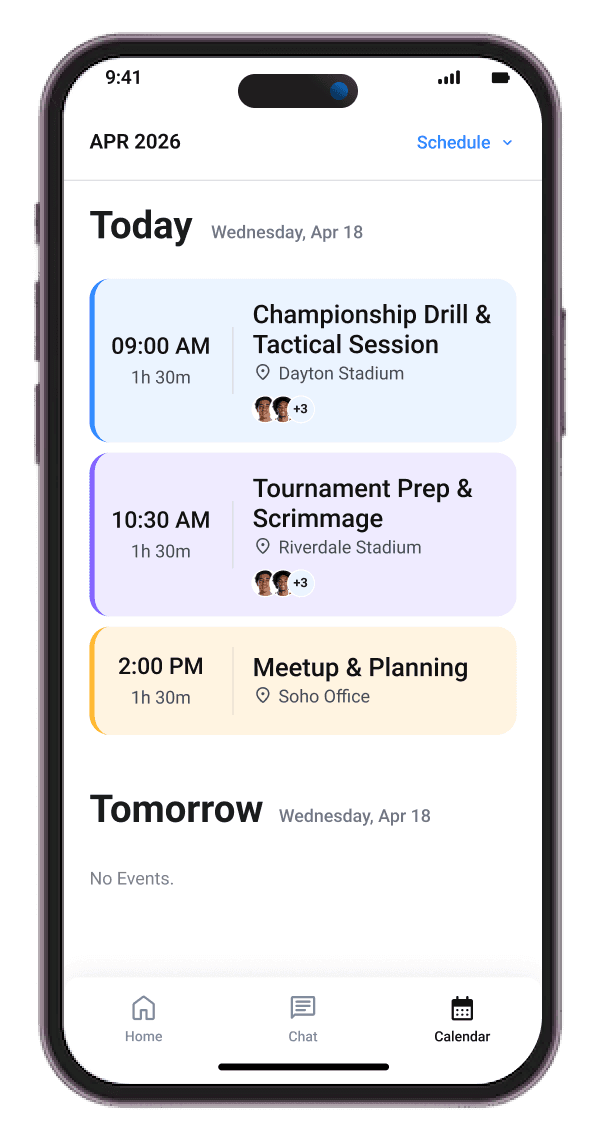 Hemero team app – calendar and schedule view