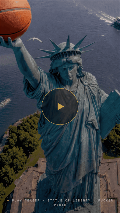 Rucker Park Paris teaser — Statue of Liberty with basketball